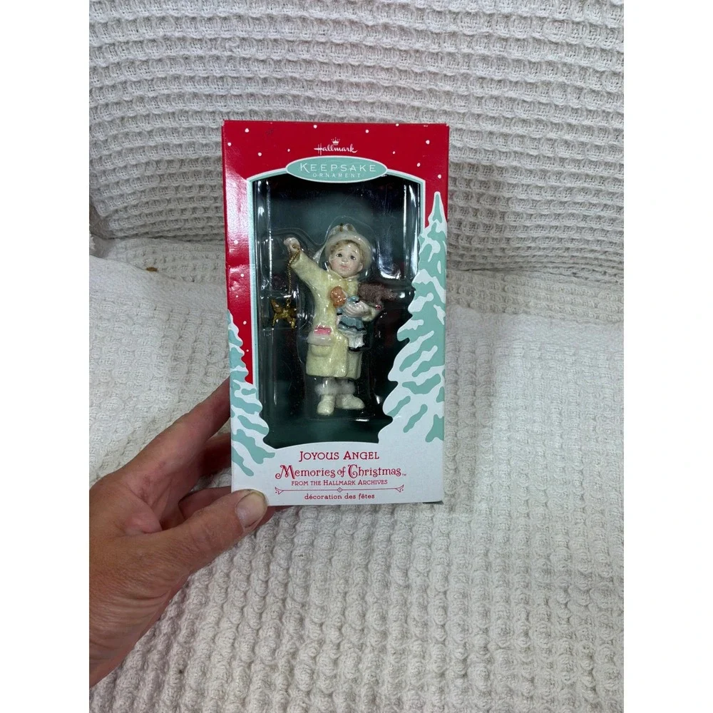 Vintage Hallmark Joyous Angel Ornament OS Cream‎ Red